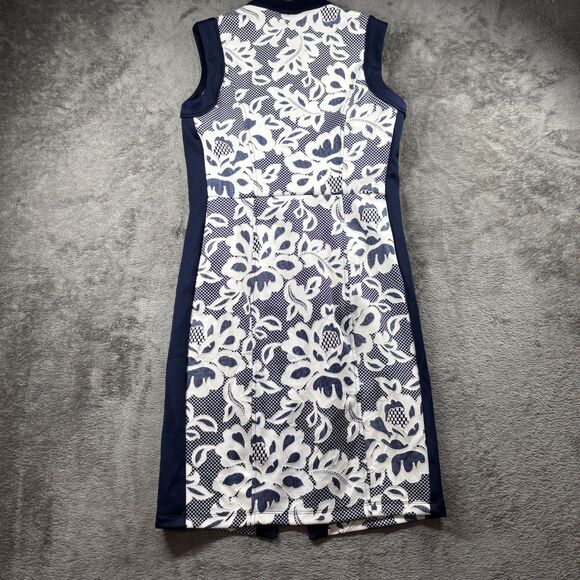 Kate and Lily Sleeveless Dress Double Zip Front Career Navy White Size 6 E173 - Picture 4 of 10